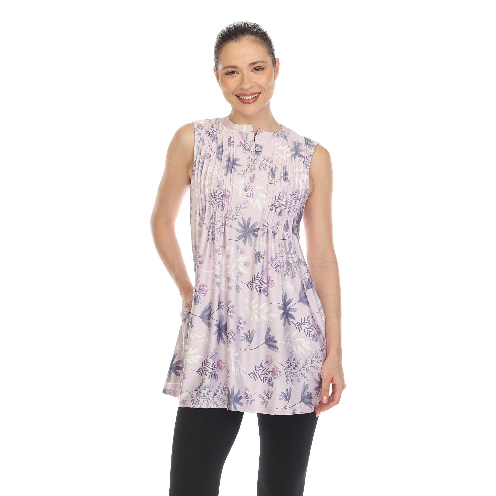 Lavender Floral Sleeveless Tunic Top Product Image