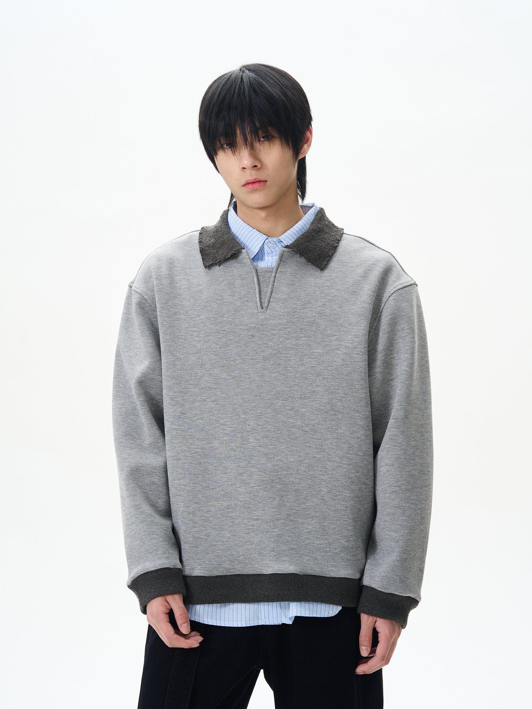 RT No. 12415 GRAY POLO PULLOVER SWEATER Product Image