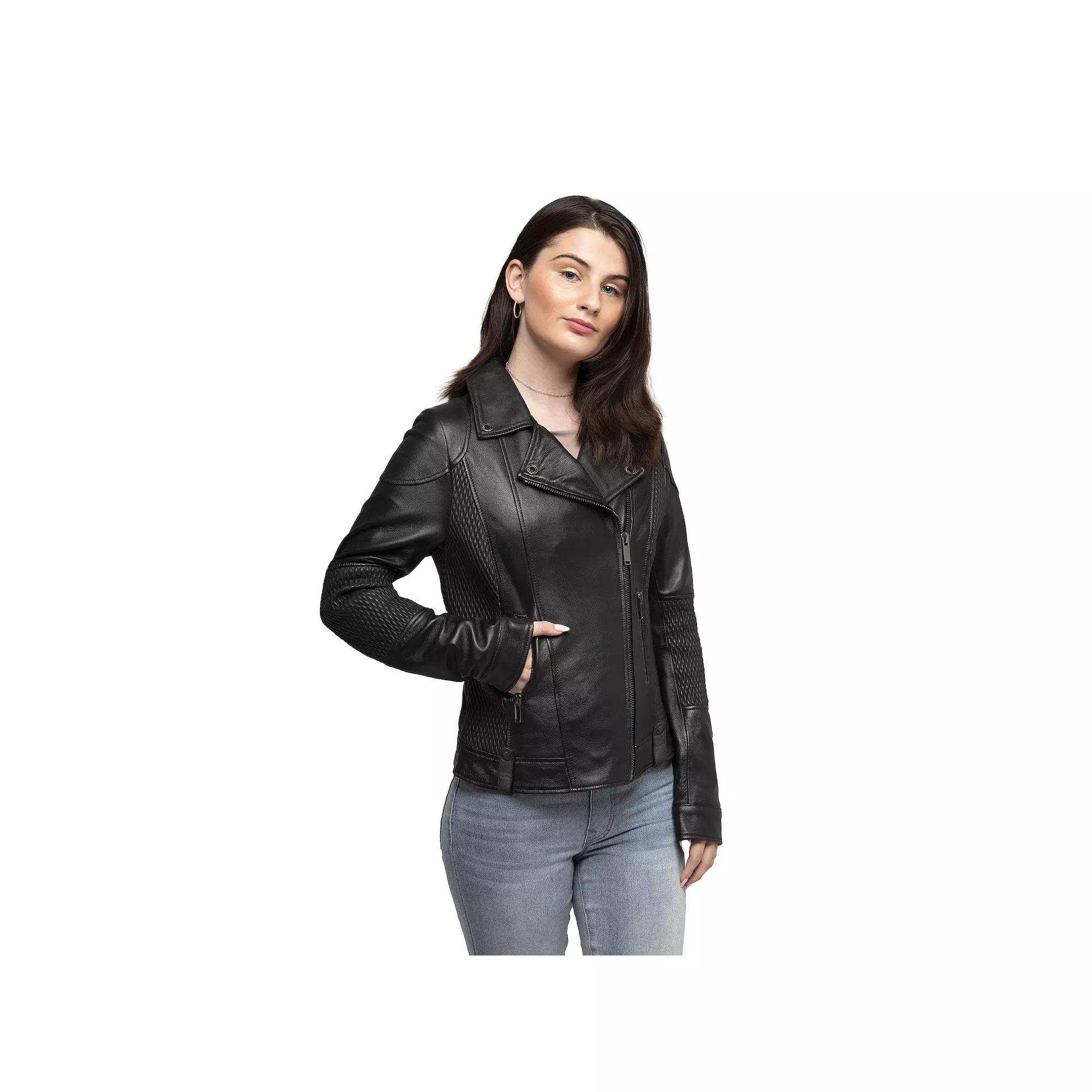 Women's Whet Blu Crossover Leather Jacket,  Product Image