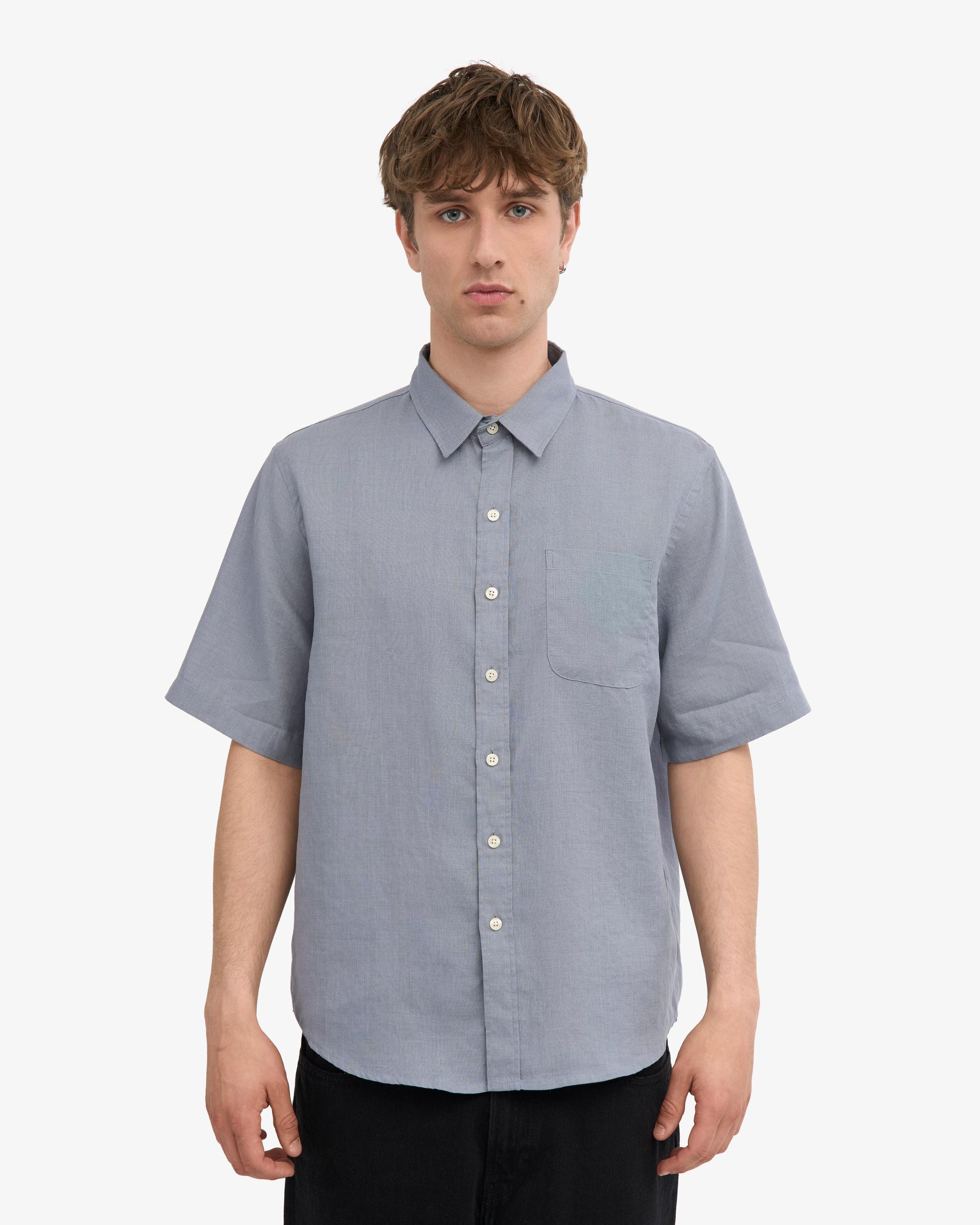 Linen SS Shirt - Steel Blue Product Image