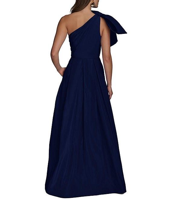 Donna Karan Taffeta Bow One Shoulder Sleeveless Ballgown Product Image