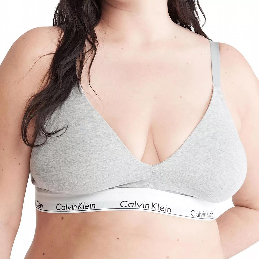 Calvin Klein Womens Icon Cotton Modal Lightly Lined Triangle Bralette - Grey Product Image