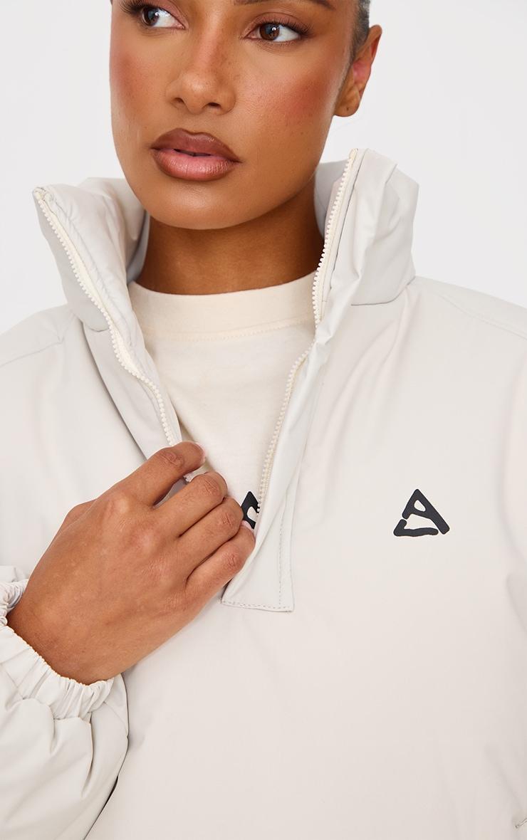 Cream High Neck Cropped Puffer Jacket Product Image