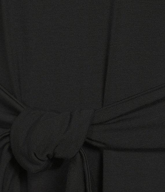 Eileen Fisher Stretch Jersey Knit Crew Neck Cap Sleeve Tie Front Midi Dress Product Image