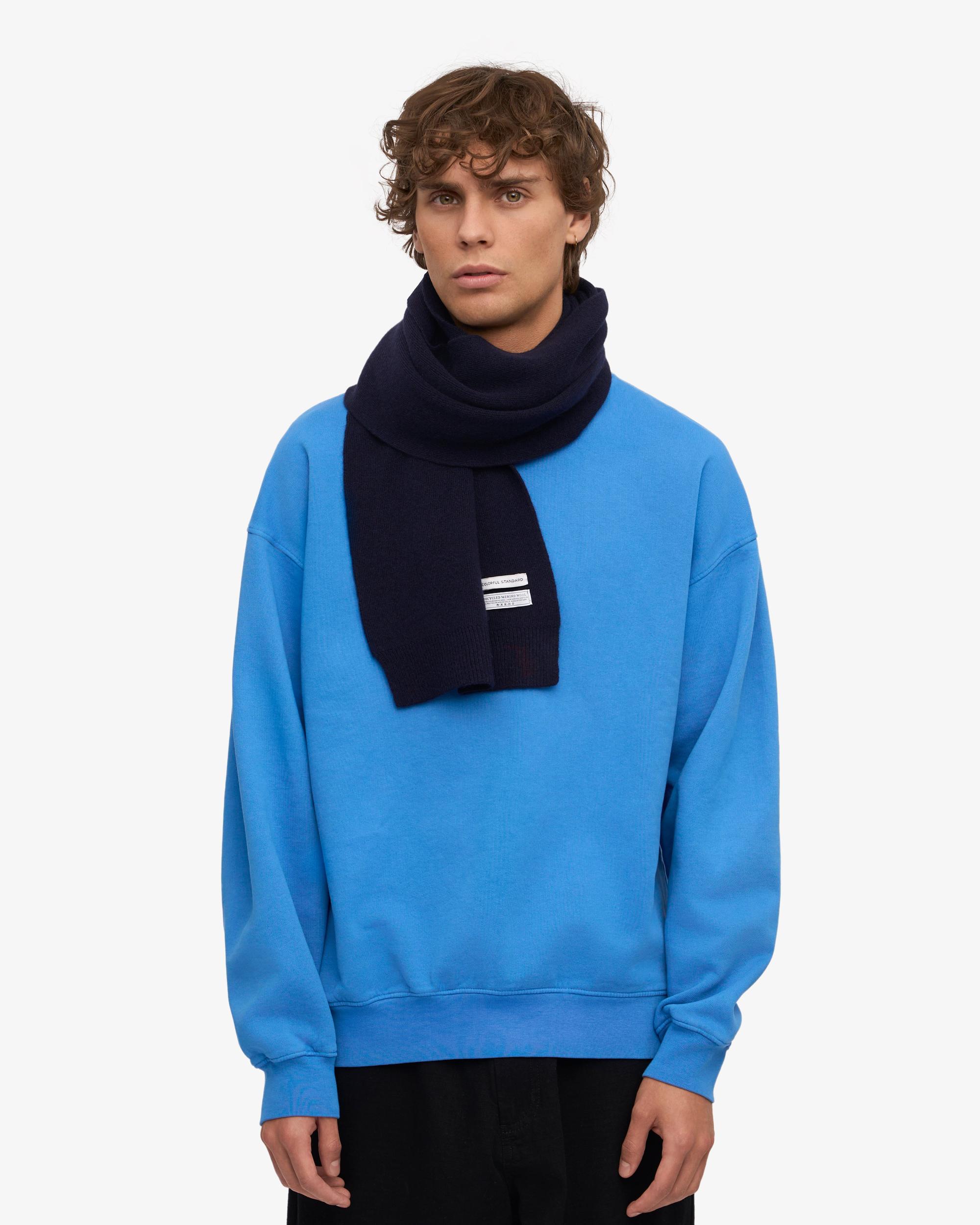 Merino Wool Scarf - Navy Blue Product Image