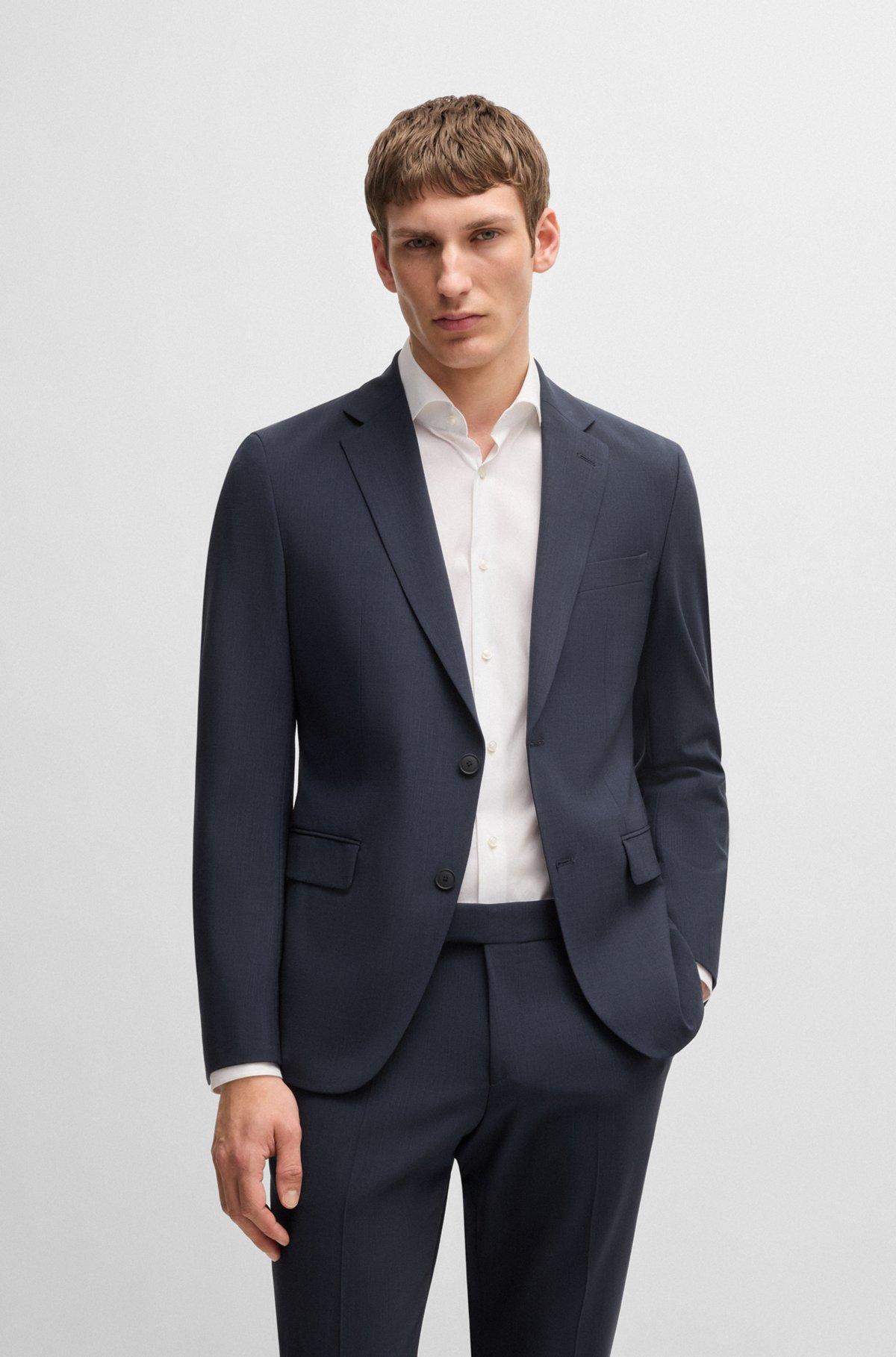 BOSS - Slim-fit suit in a performance-stretch wool blend - Dark Blue Product Image