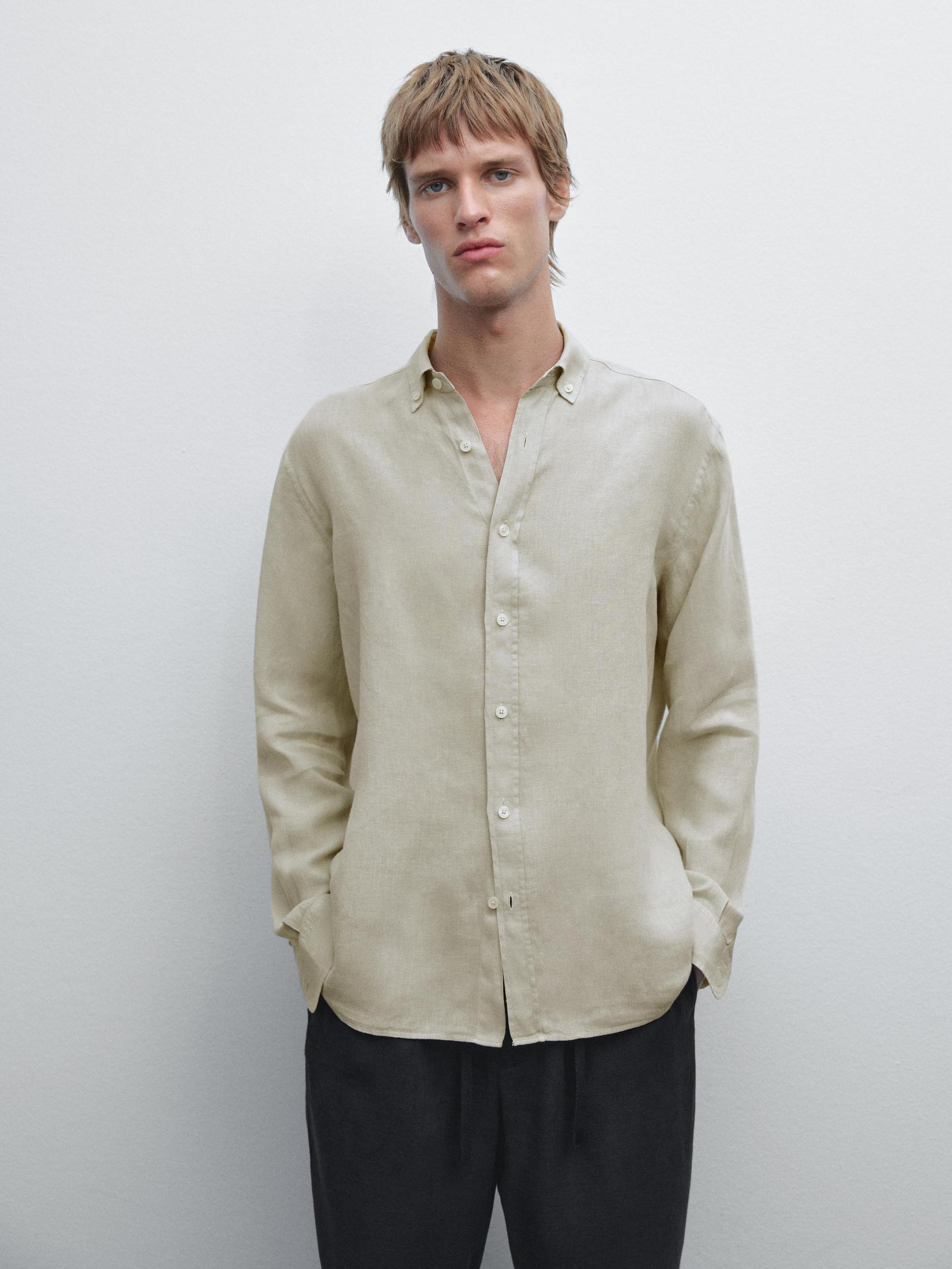 100% linen regular fit shirt Product Image