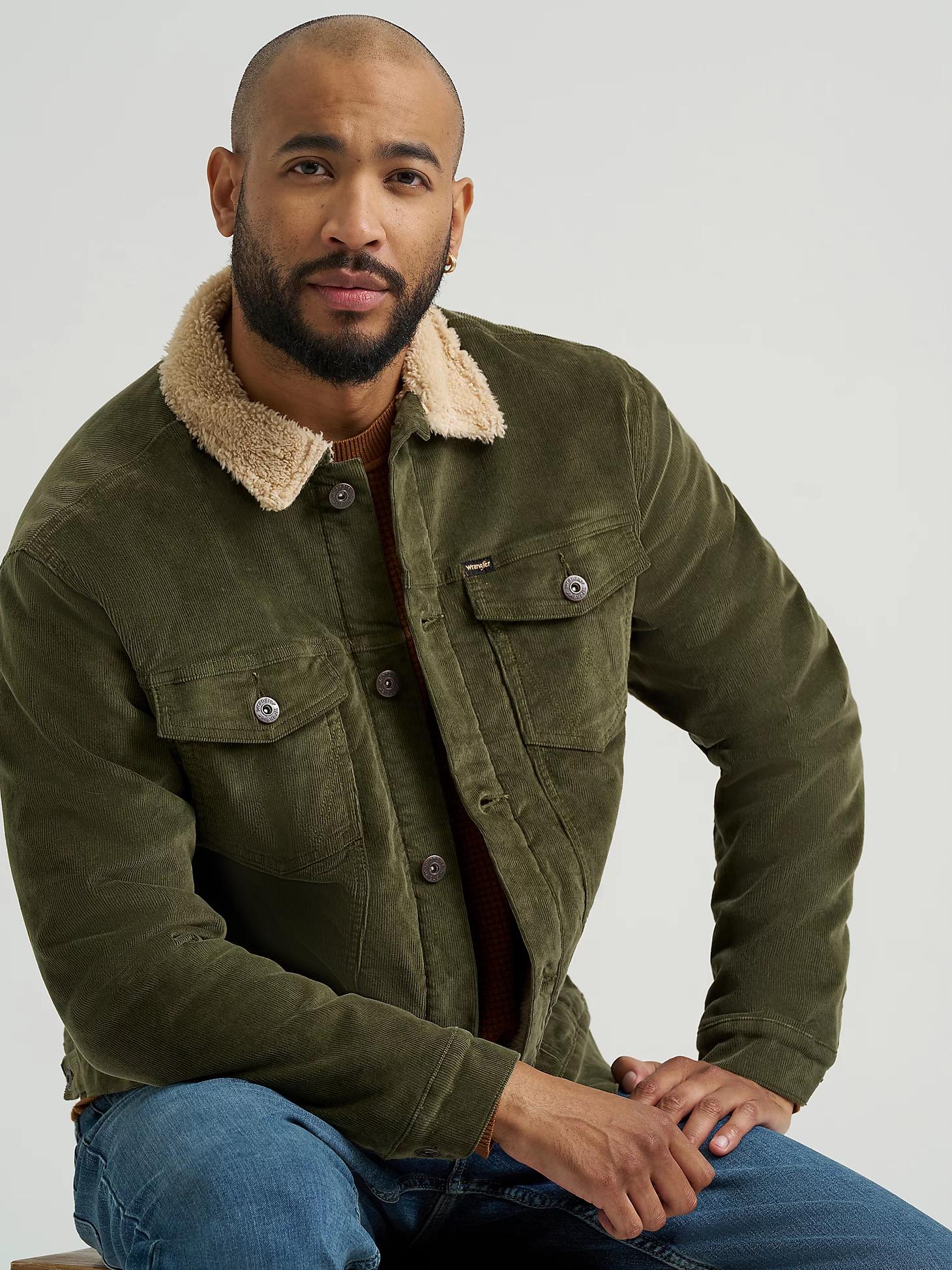 Men's Wrangler® Sherpa Lined Corduroy Trucker Jacket | Men's JACKETS & OUTERWEAR | Wrangler® Product Image