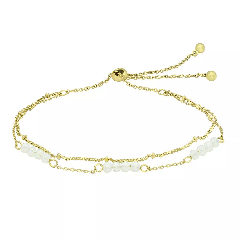 City Luxe Gold Tone Crystal Birthstone Double Strand Adjustable Bracelet, Women's, Size: 4-10" ADJ, October Gold Tone Product Image