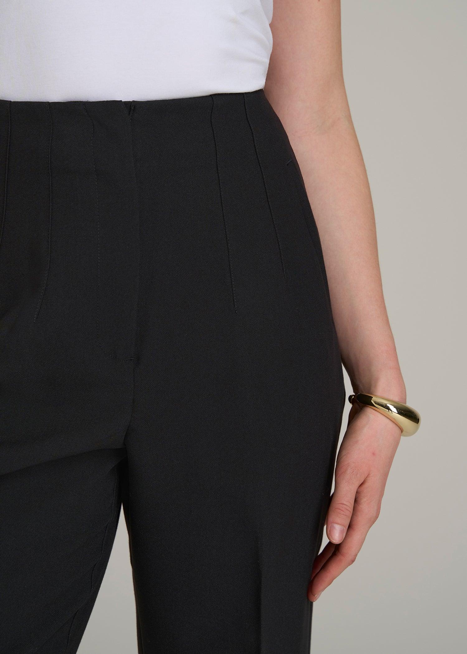 High Rise Pants with Darts for Tall Women in Black Female Product Image