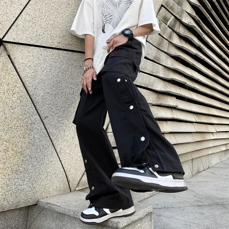 Sopula Retro Street Buttoned Straight Leg Cargo Pants Product Image