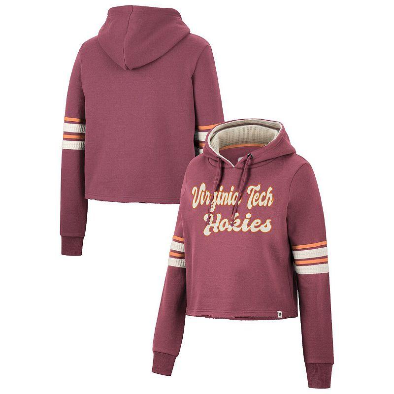 Womens Colosseum Maroon Virginia Tech Hokies Retro Cropped Pullover Hoodie Product Image