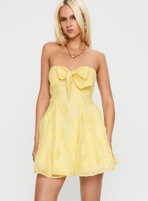 Loulani Strapless Mini Dress Lemon Product Image
