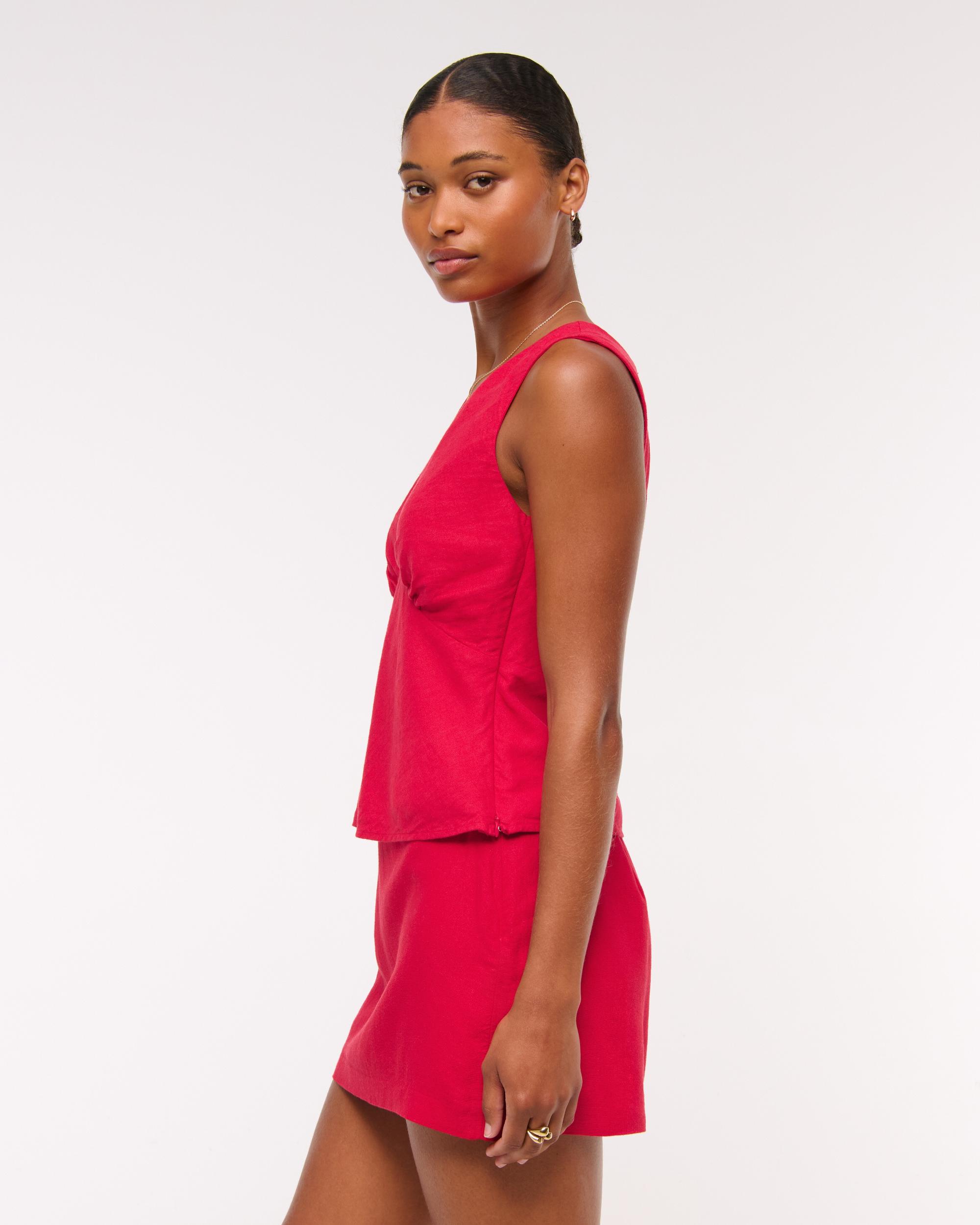 The A&F Scarlett Curve Love Linen-Blend Mini Skort Product Image