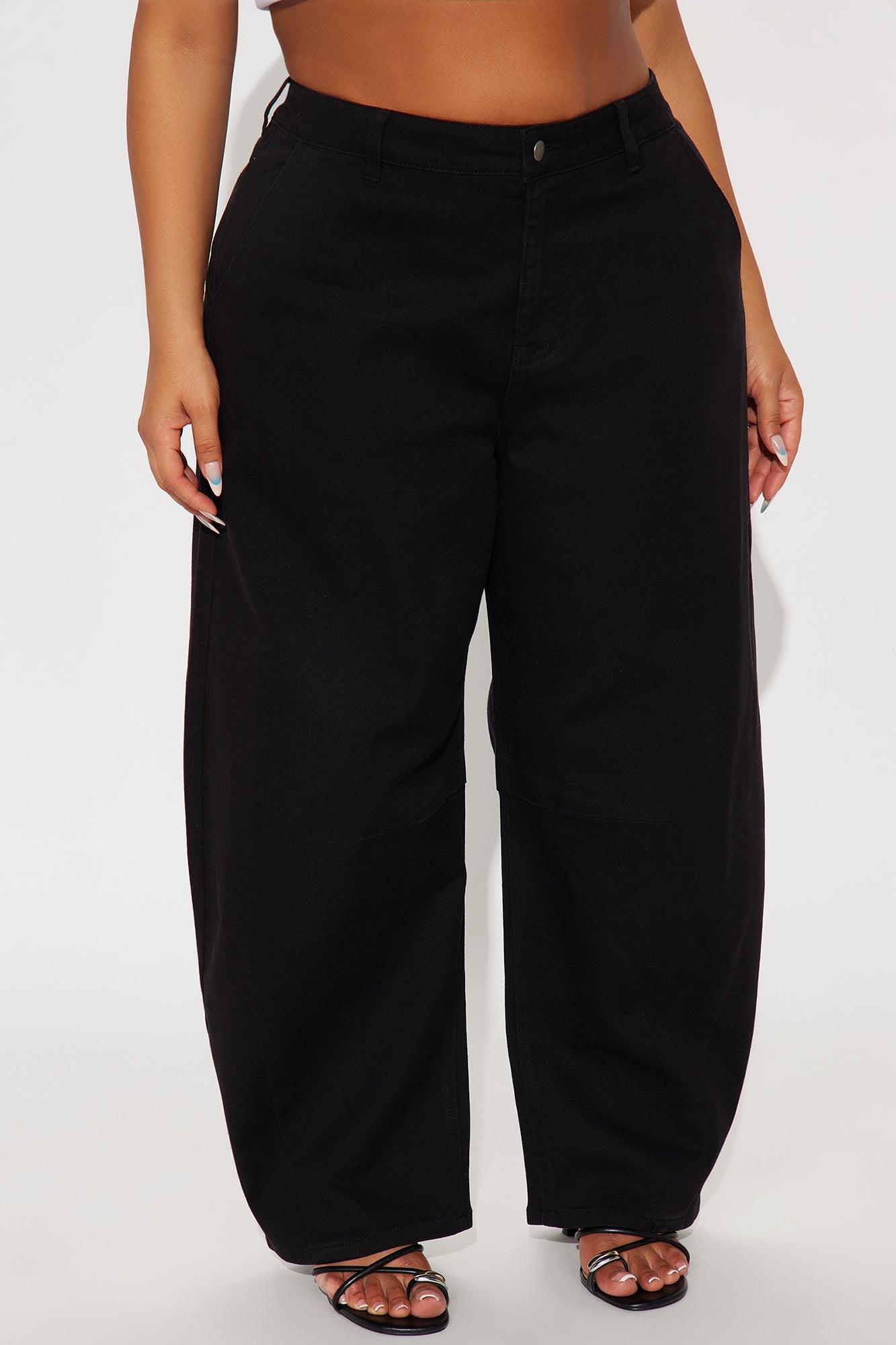 Myka Wide Leg Twill Barrel Pant - Black Female Product Image