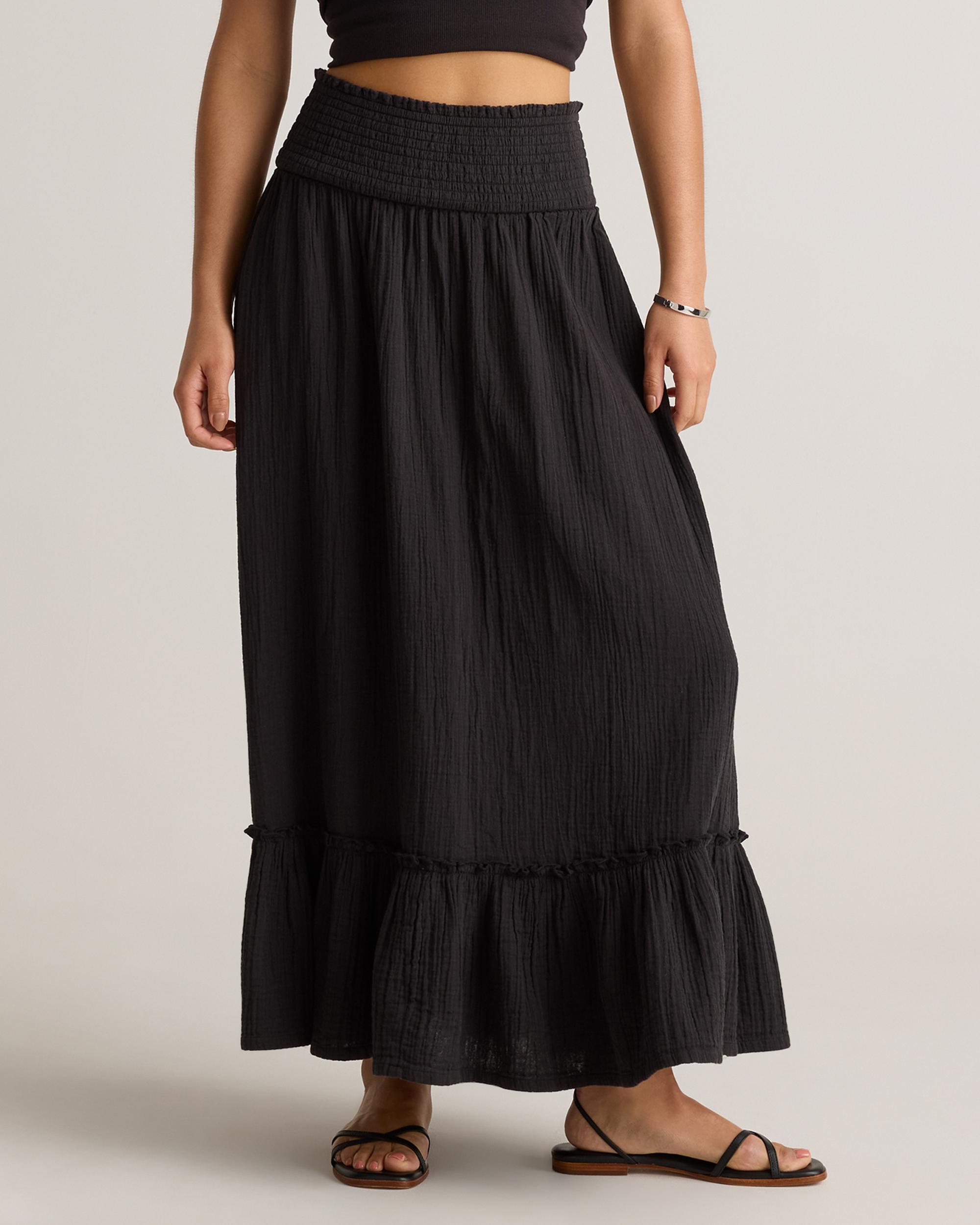 Quince | Women's Gauze Smocked Maxi Skirt Organic Cotton Product Image