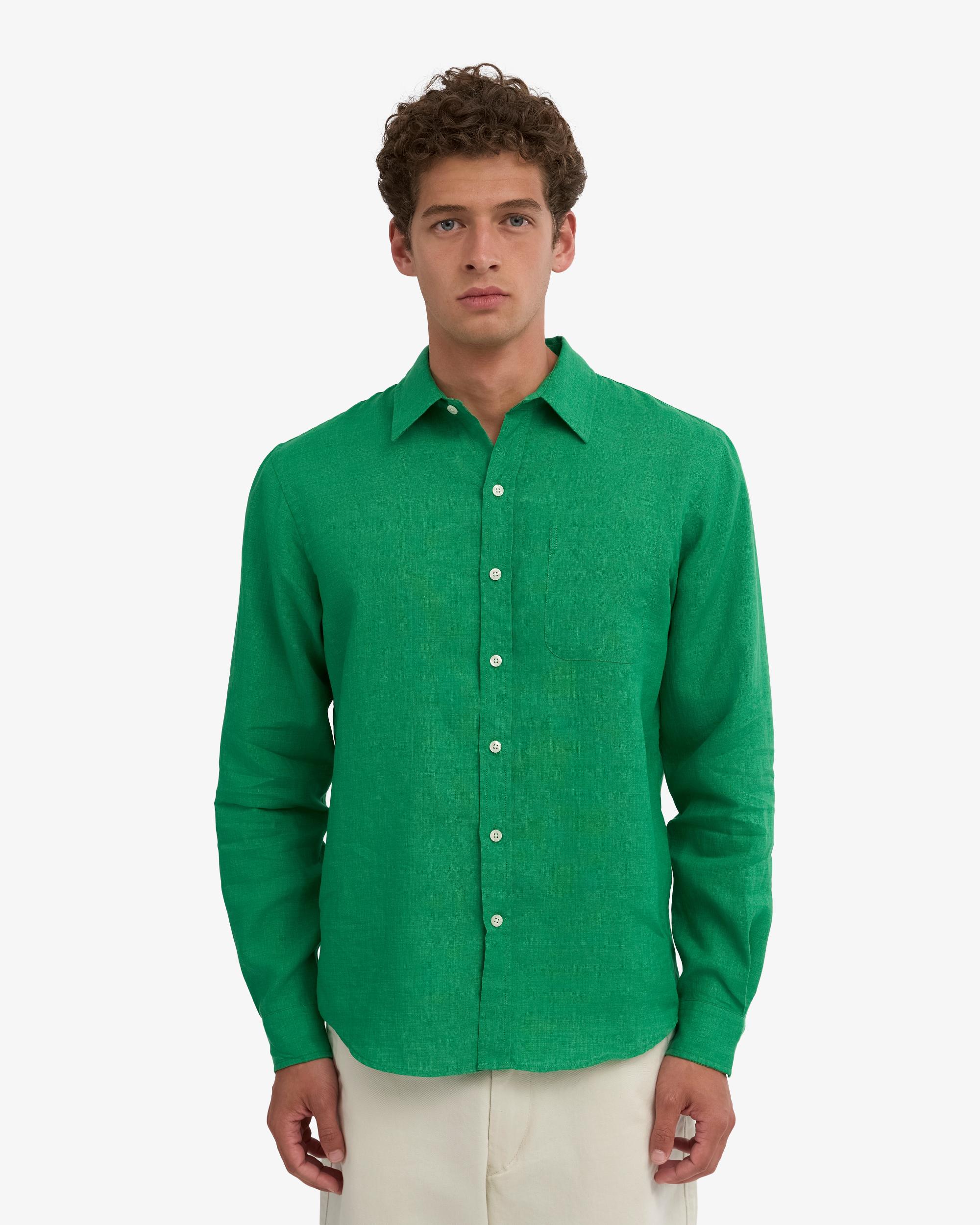 Linen Shirt - Kelly Green Product Image