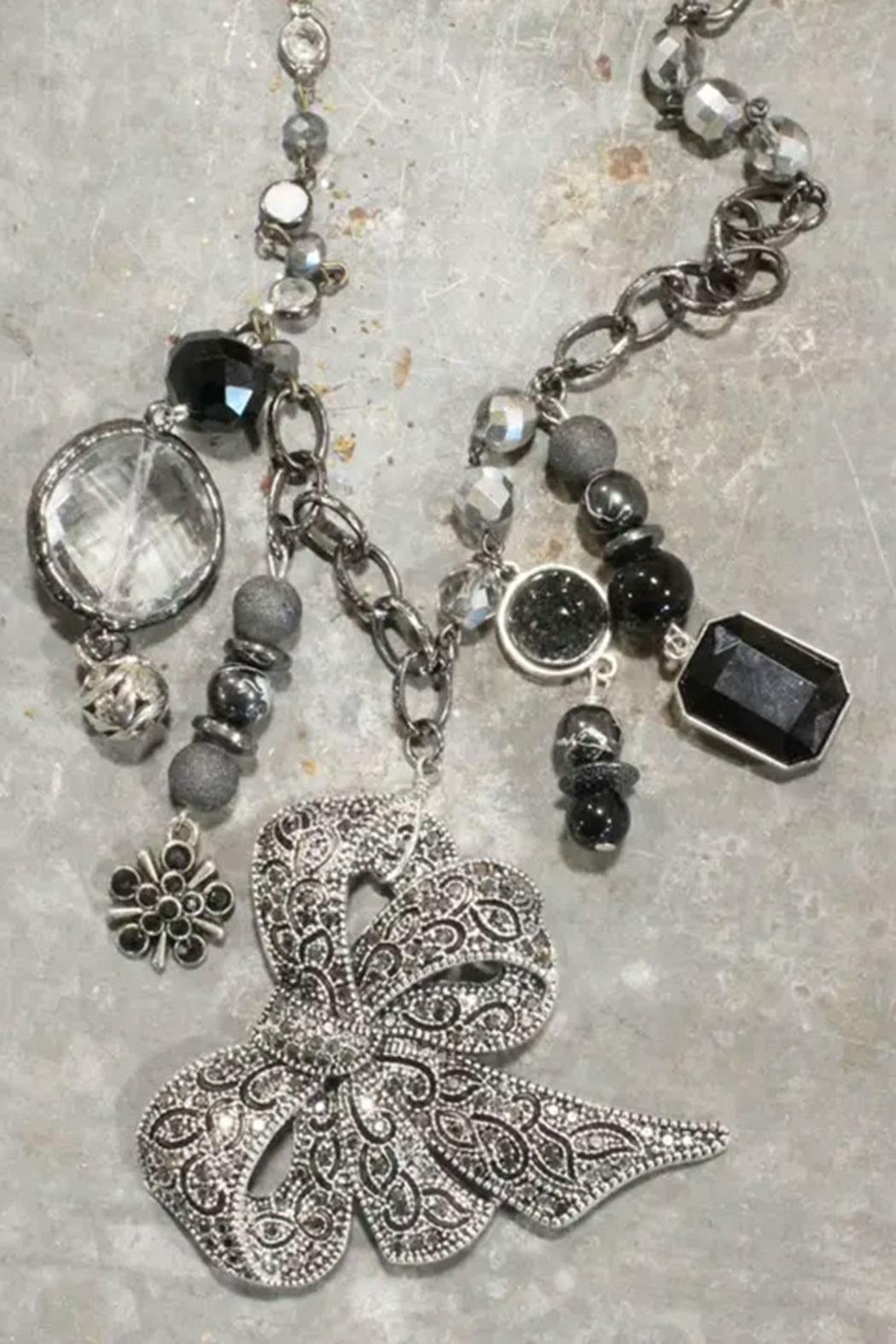 Bow Glass Charmed Necklace Product Image