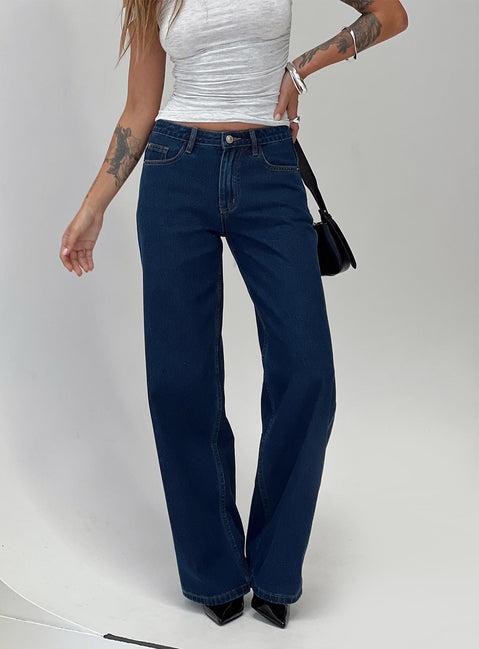 Maryanne Mid Rise Straight Leg Jeans Dark Wash Product Image