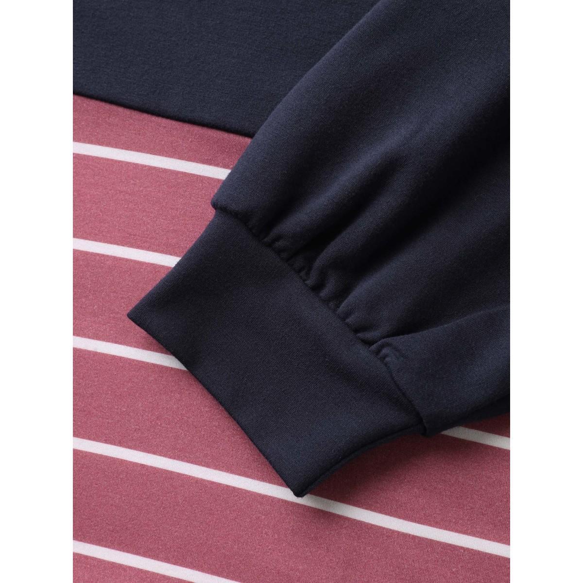 Plus Size Supersoft Colorblock Paisley Print Sweatshirt Women Indigo Leisure Round Neck Casual Sweatshirts BloomChic 30/6X Product Image