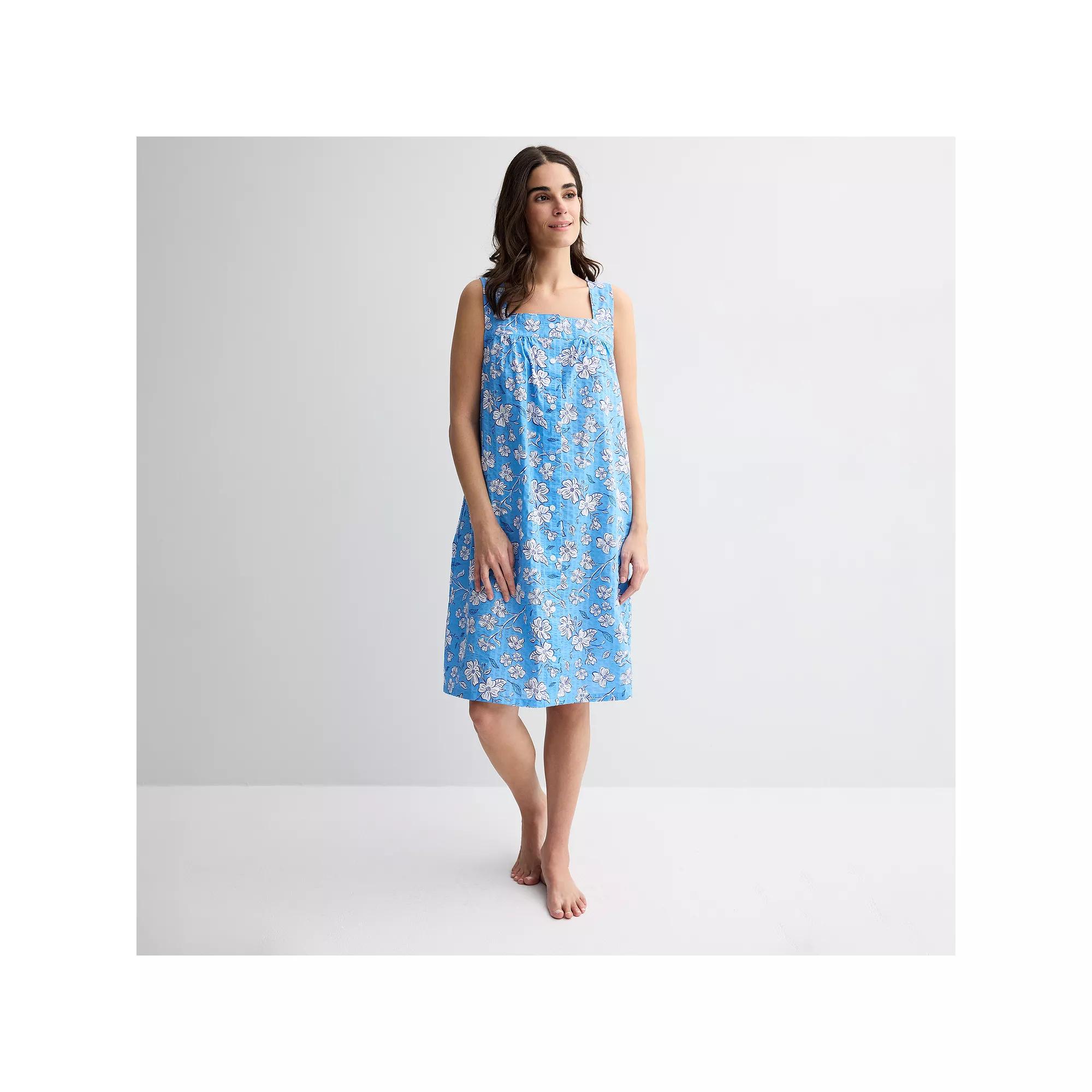 Women's Croft & Barrow® Woven Nightgown, Size: XXL, Dogwood Floral Blue Product Image