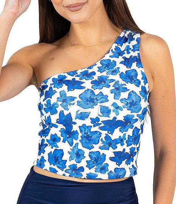 Janela Bay Solid Navy Shirring High Cut Seamless High Waist Swim Bottom Product Image