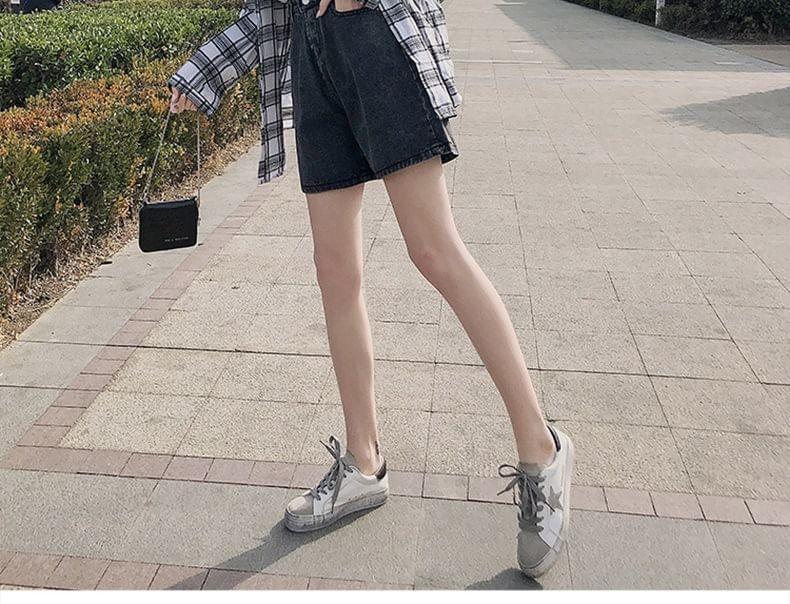 High Waist Denim Shorts Product Image