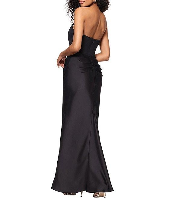 Betsy & Adam Sequin Strapless Sleeveless Draped Waist Mermaid Dress Product Image