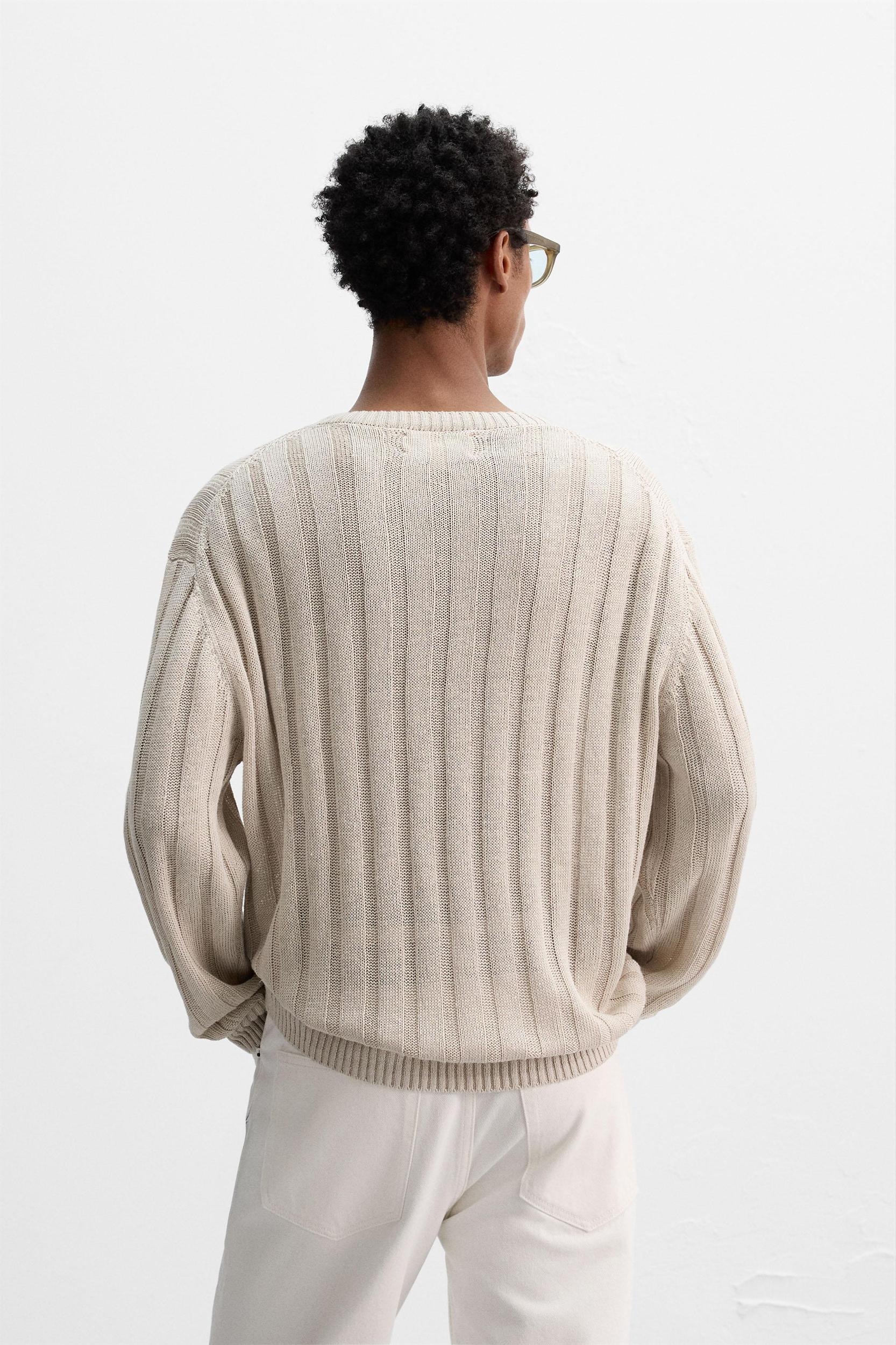 100% LINEN RIBBED SWEATER Product Image