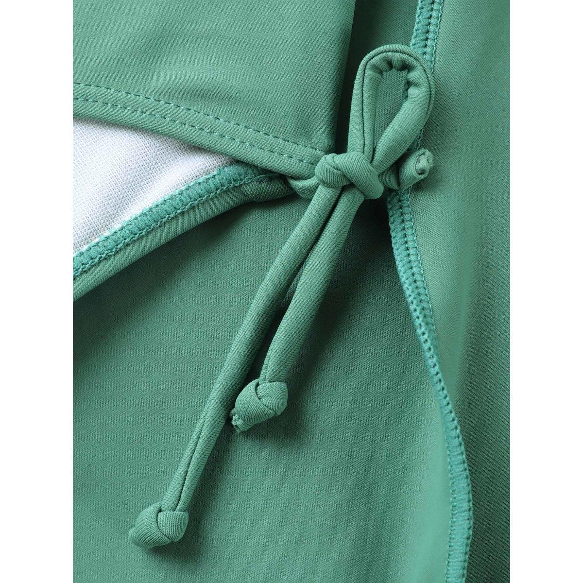 Plus Size Anti Float Tie Metal Detail Swim Dress Women's Swimwear Greenbean Beach Bodycon U-neck High stretch Curve Swim Dresses BloomChic 12/L Product Image