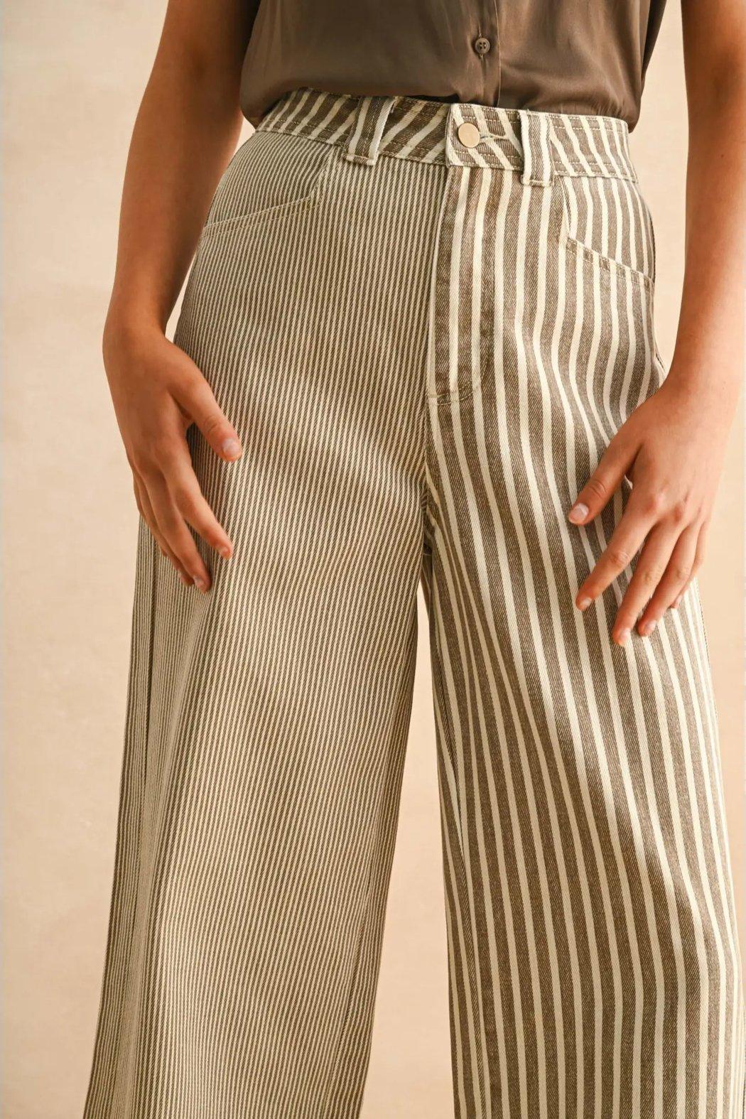 Mixed Fabric Pants Product Image