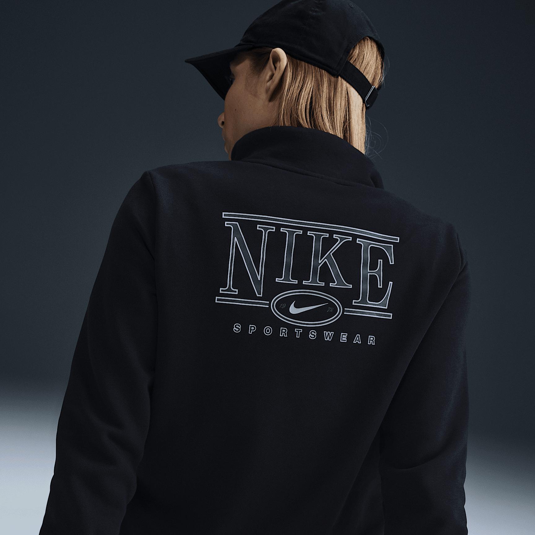 Womens Nike Sportswear Club Fleece Mock-Neck 1/2-Zip Graphic Top | HJ0985-010 Product Image