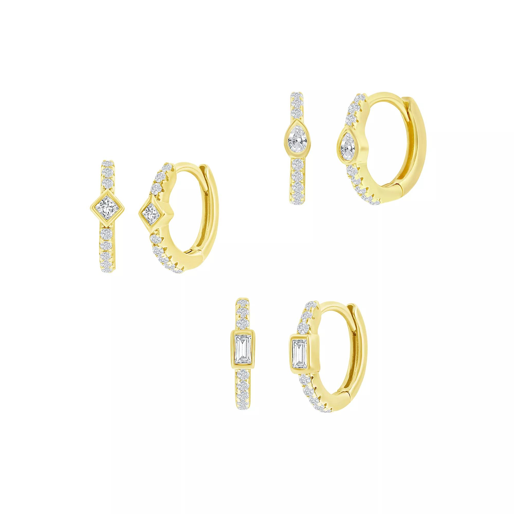 Argento Bella Sterling Silver Pear Shaped Cubic Zirconia Set, Women's, Gold Tone Product Image