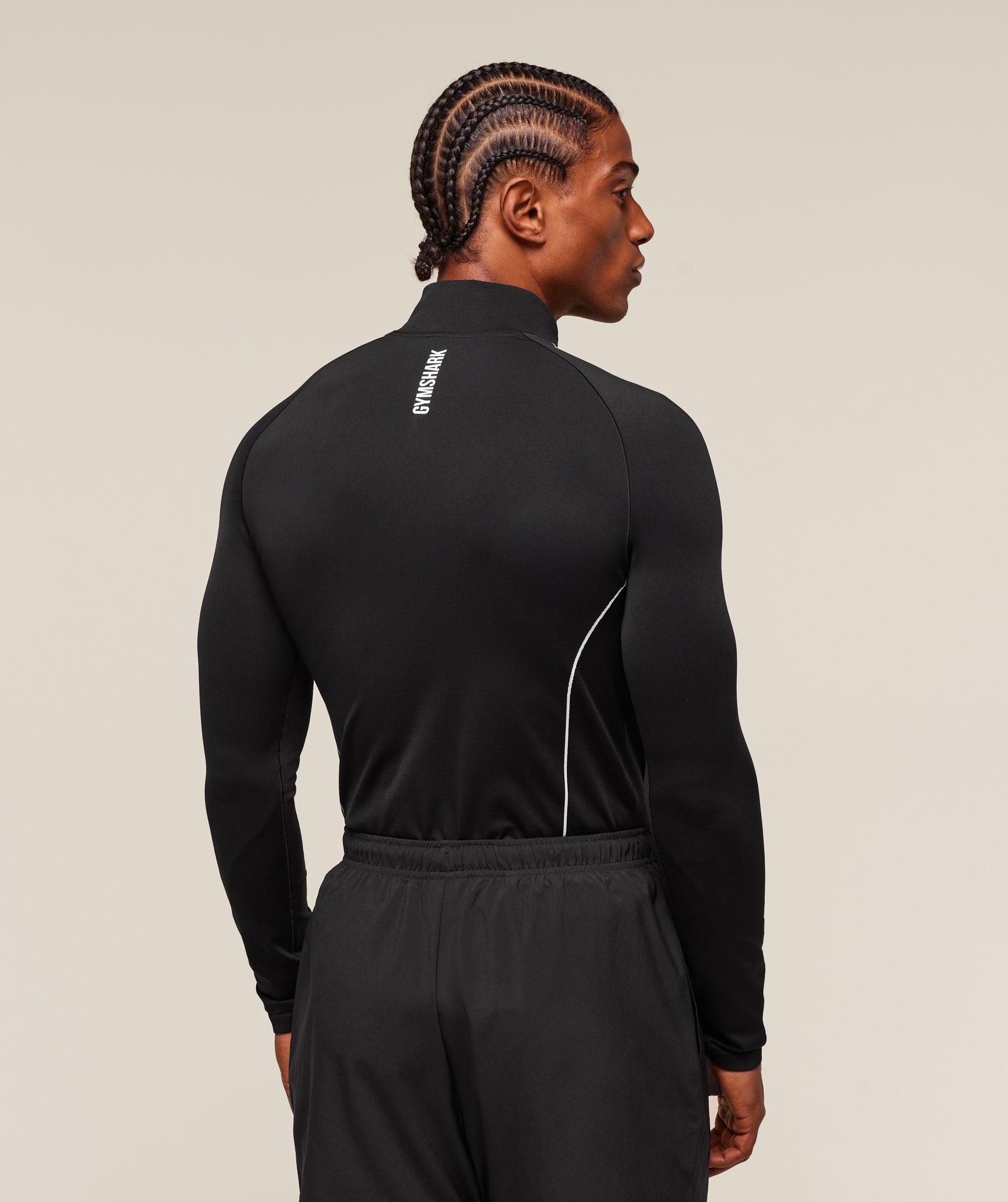 Gymshark Clean Contour Seamless 1/4 Zip - Black/White Male Product Image