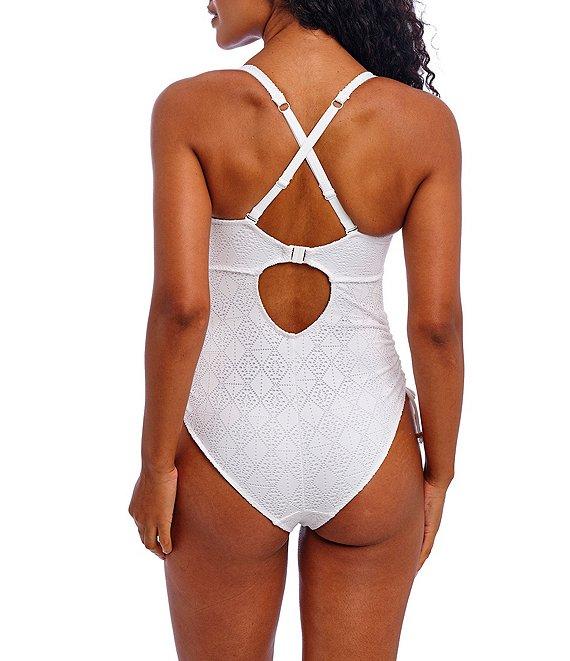 Freya Nomad Nights Crochet Scoop Neck High Leg Underwire Extended Bra Size One Piece Swimsuit Product Image