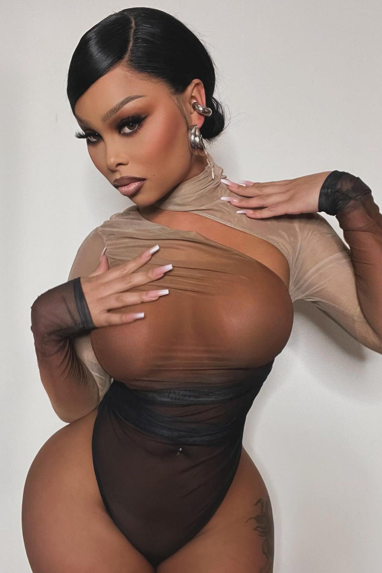 Hot Take Mesh Bodysuit - Brown/combo Product Image