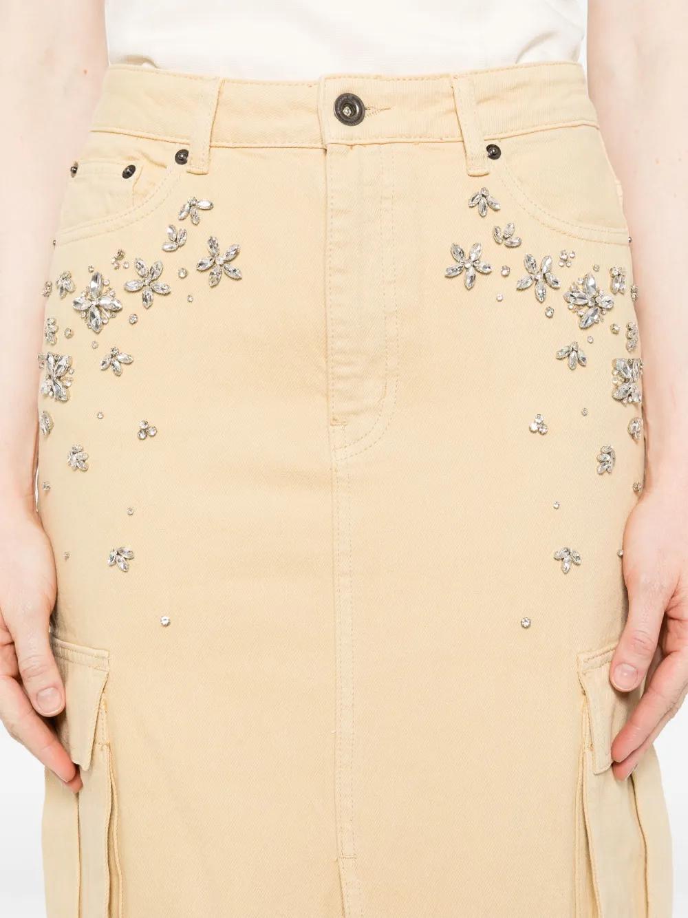 gem-embellished denim maxi skirt Product Image