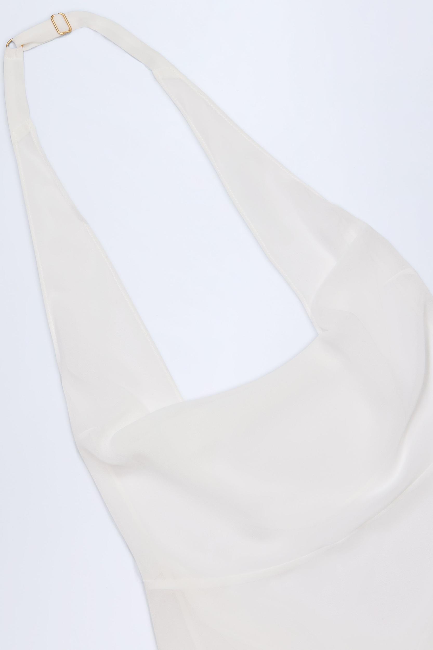 Cowl-Neck Backless Mini Dress in White Product Image