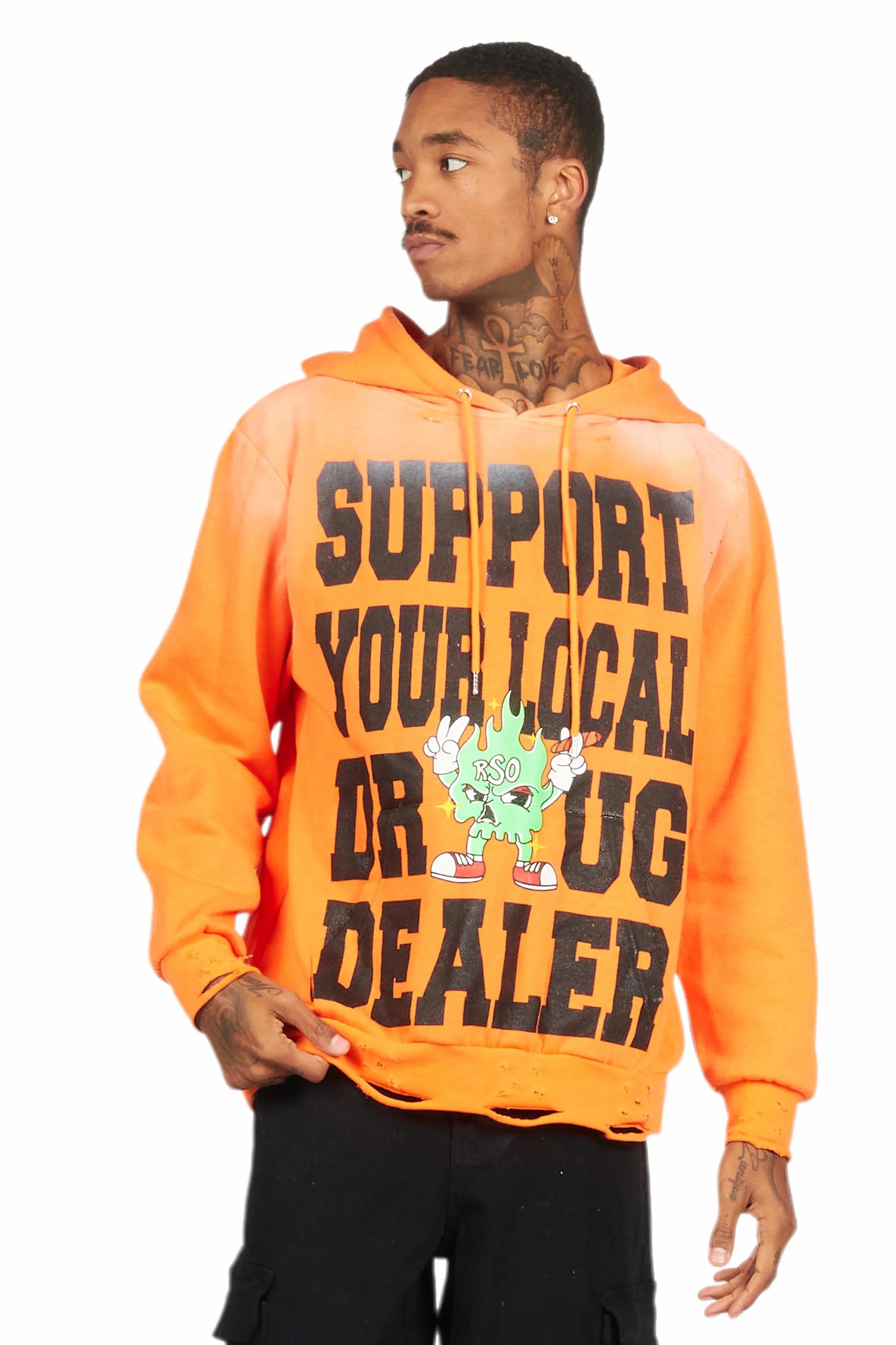 Tarl Orange Distressed Graphic Hoodie Male Product Image
