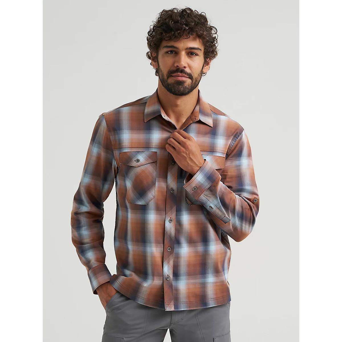 Men's Outdoor Stretch Plaid Shirt in Burst Rawhide Product Image