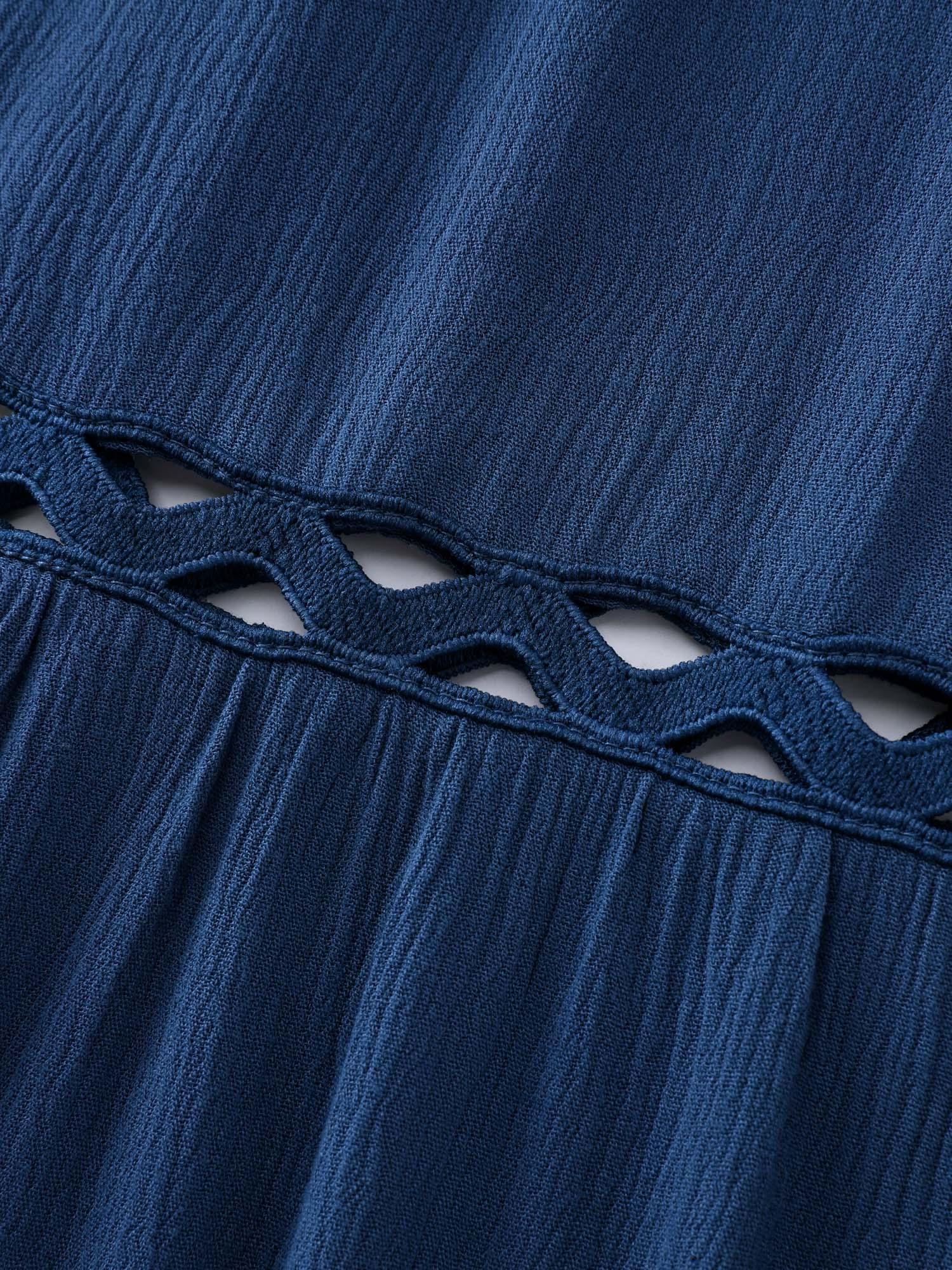 Plain Tiered Lace Trim Maxi Dress Female Product Image