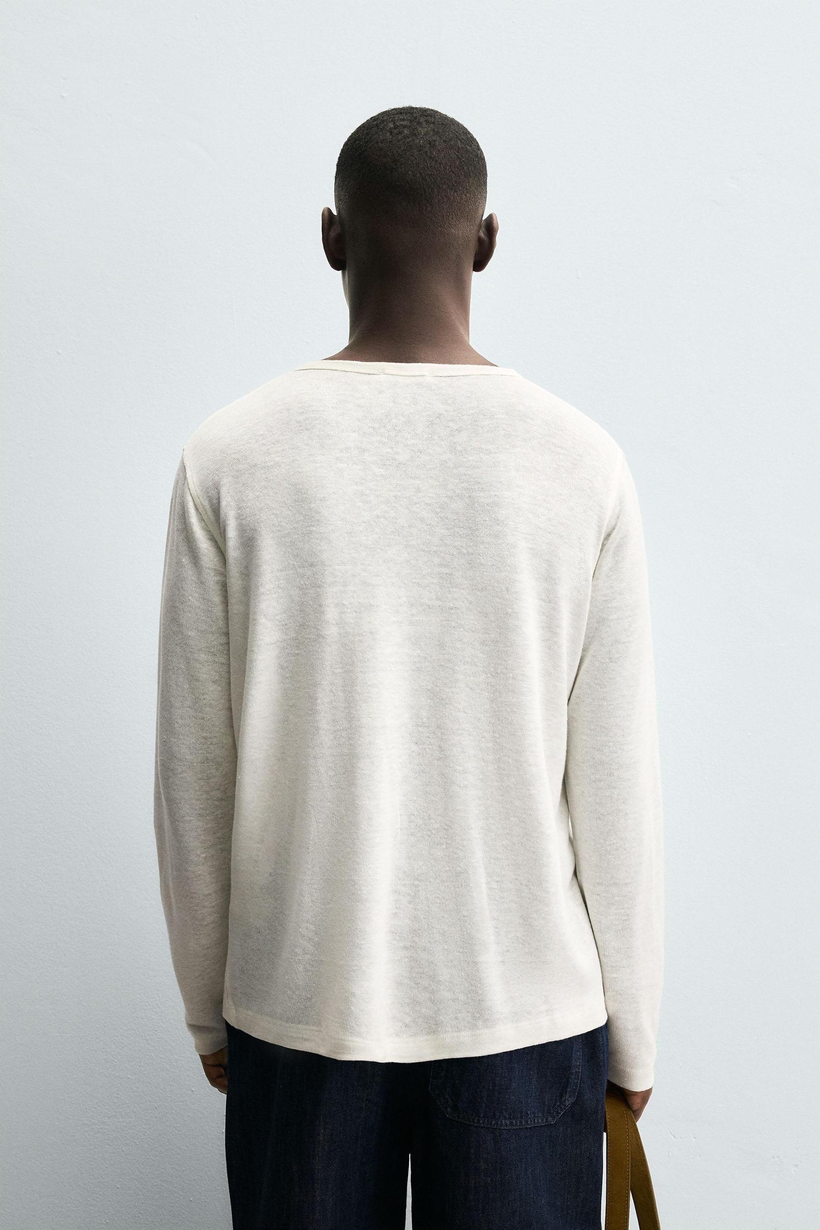 HEMP-VISCOSE BUTTON NECK T-SHIRT Product Image