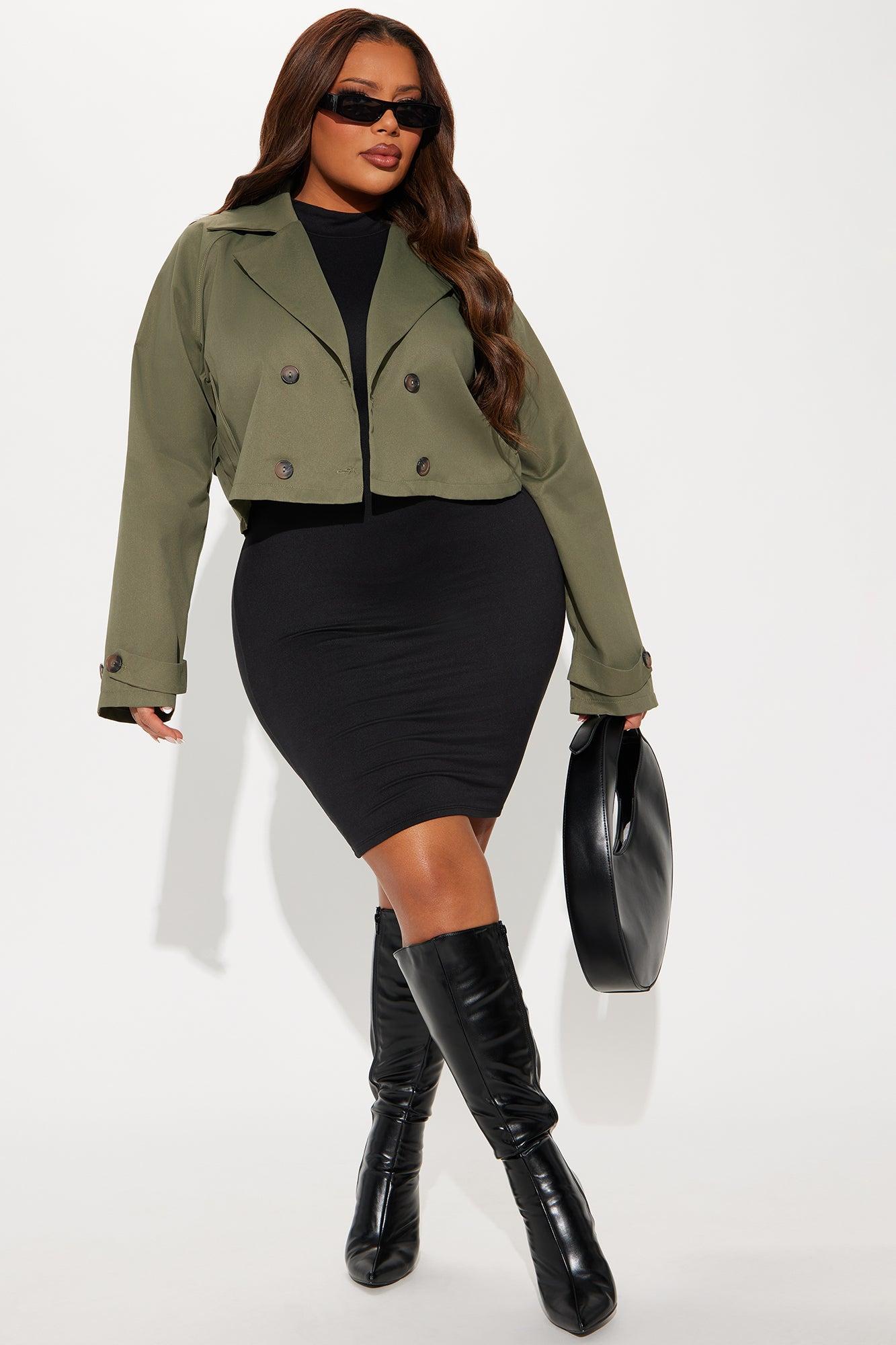 Rainy Days Cropped Trench - Olive Female Product Image