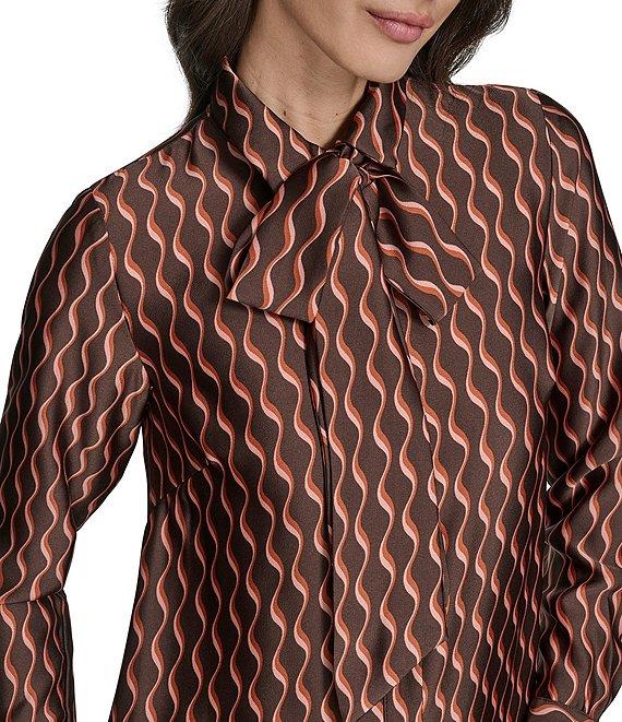 BCBG Mock Neck Tie Long Sleeve Shift Mini Dress Product Image