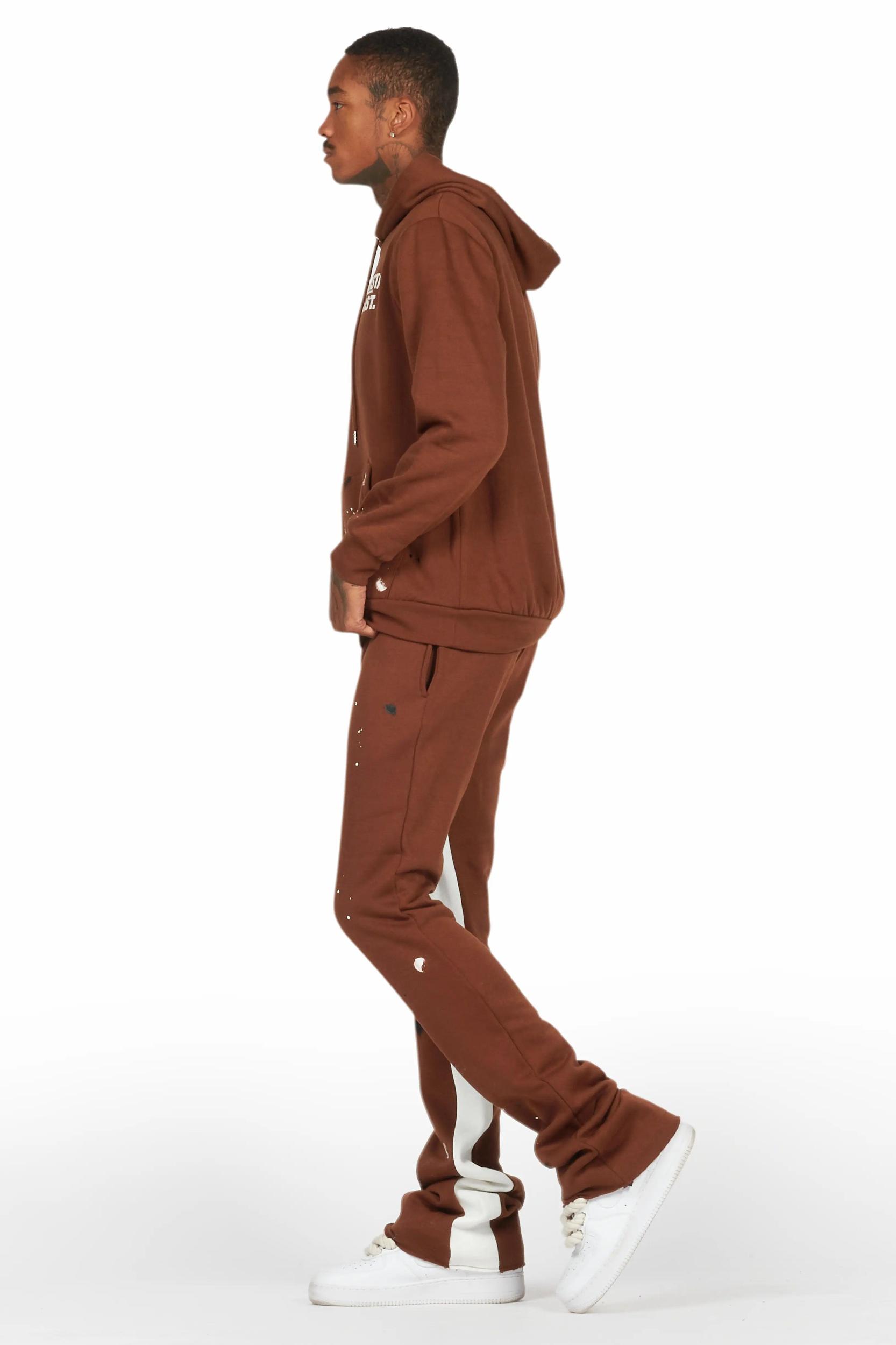 Jaco Brown Hoodie Baggy Fit Pant Track Set Male Product Image