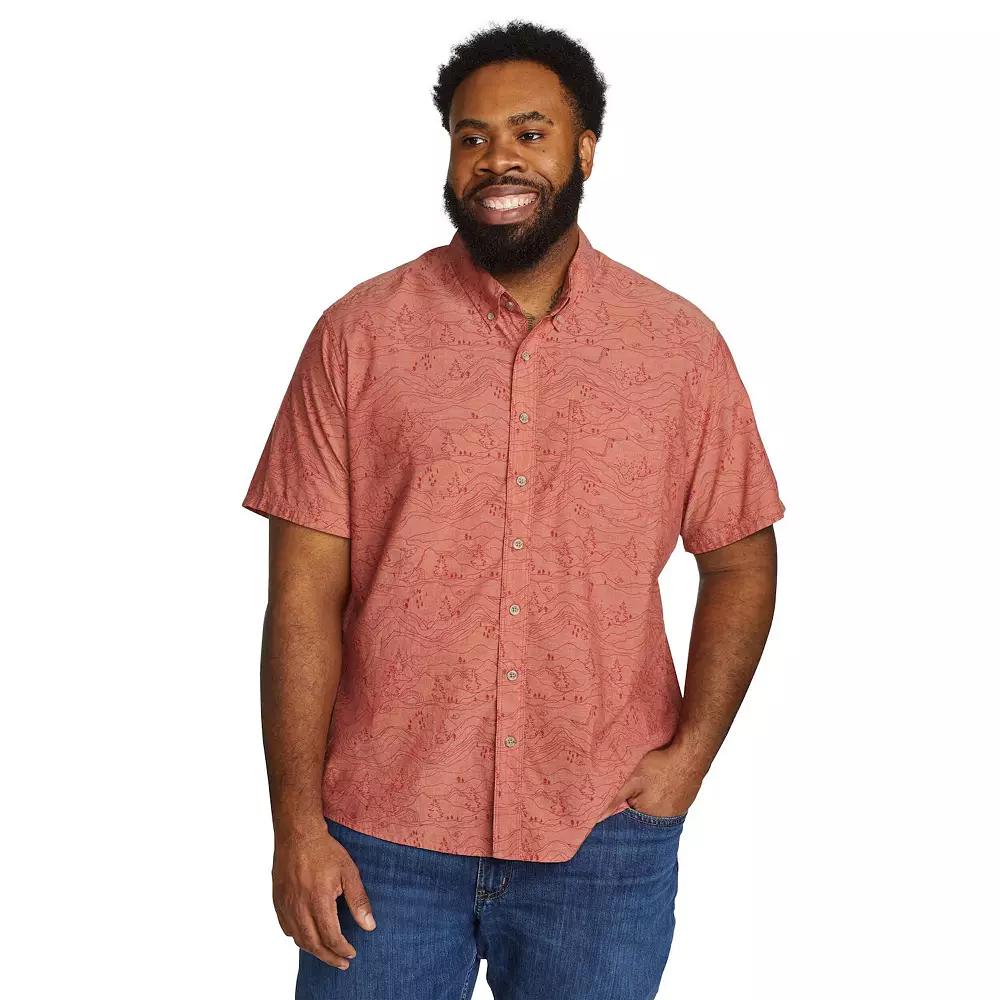 Men's Eddie Bauer Baja Print Short Sleeve Button-Down Shirt, Size: Large, Pink Product Image