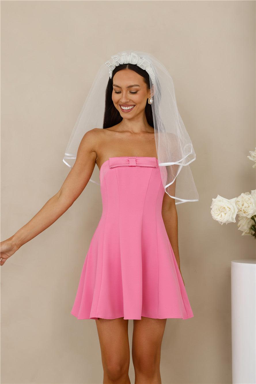 Afternoon Opulence Strapless Mini Dress Pink Product Image