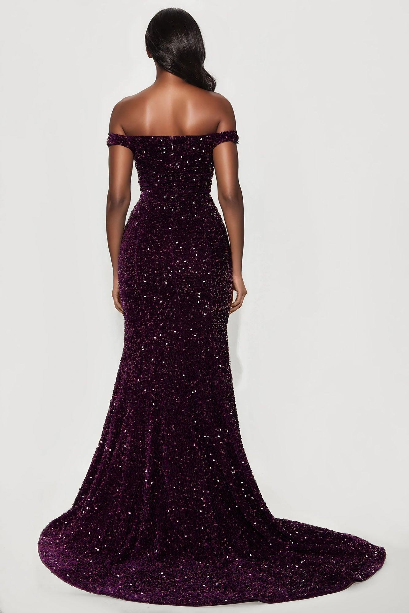 Alora Sequin Maxi Gown - Plum Female Product Image