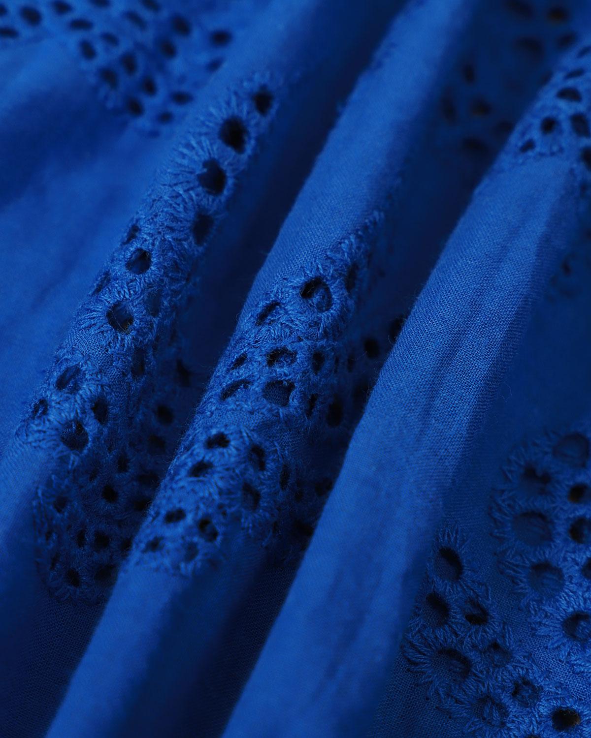 The Blue Sweetheart Neck Embroidery Slip Midi Dress Product Image