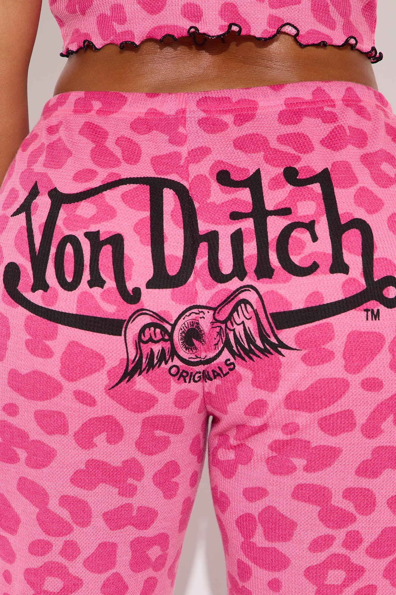 Von Dutch Waffle Cami PJ Pant Set - Hot Pink Product Image